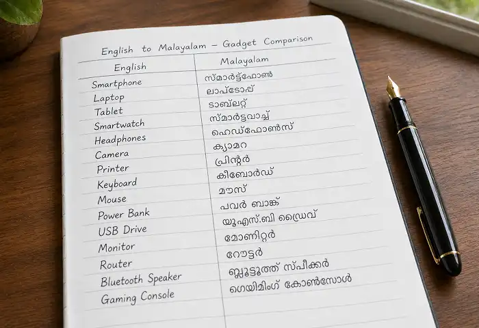 Malayalam gadget translation table