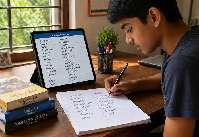 student learning gadgets meaning in Malayalam