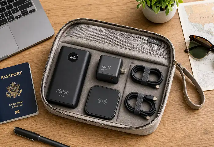 portable electrical gadgets power bank GaN charger travel setup