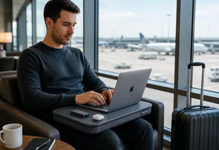 lap gadgets travel remote work airport lounge