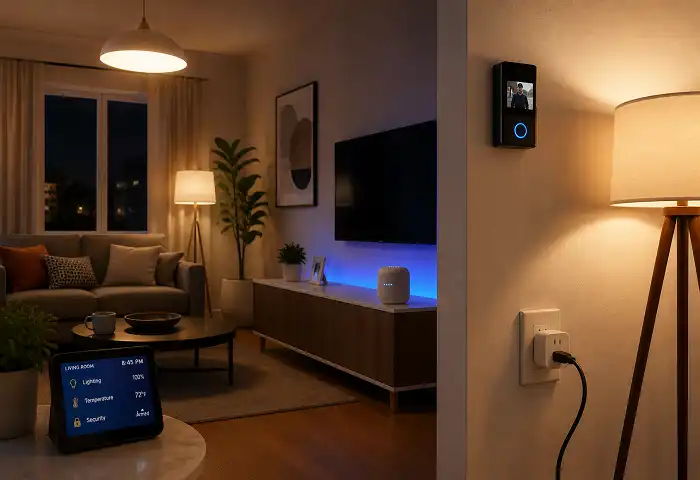 smart home electrical gadgets setup living room