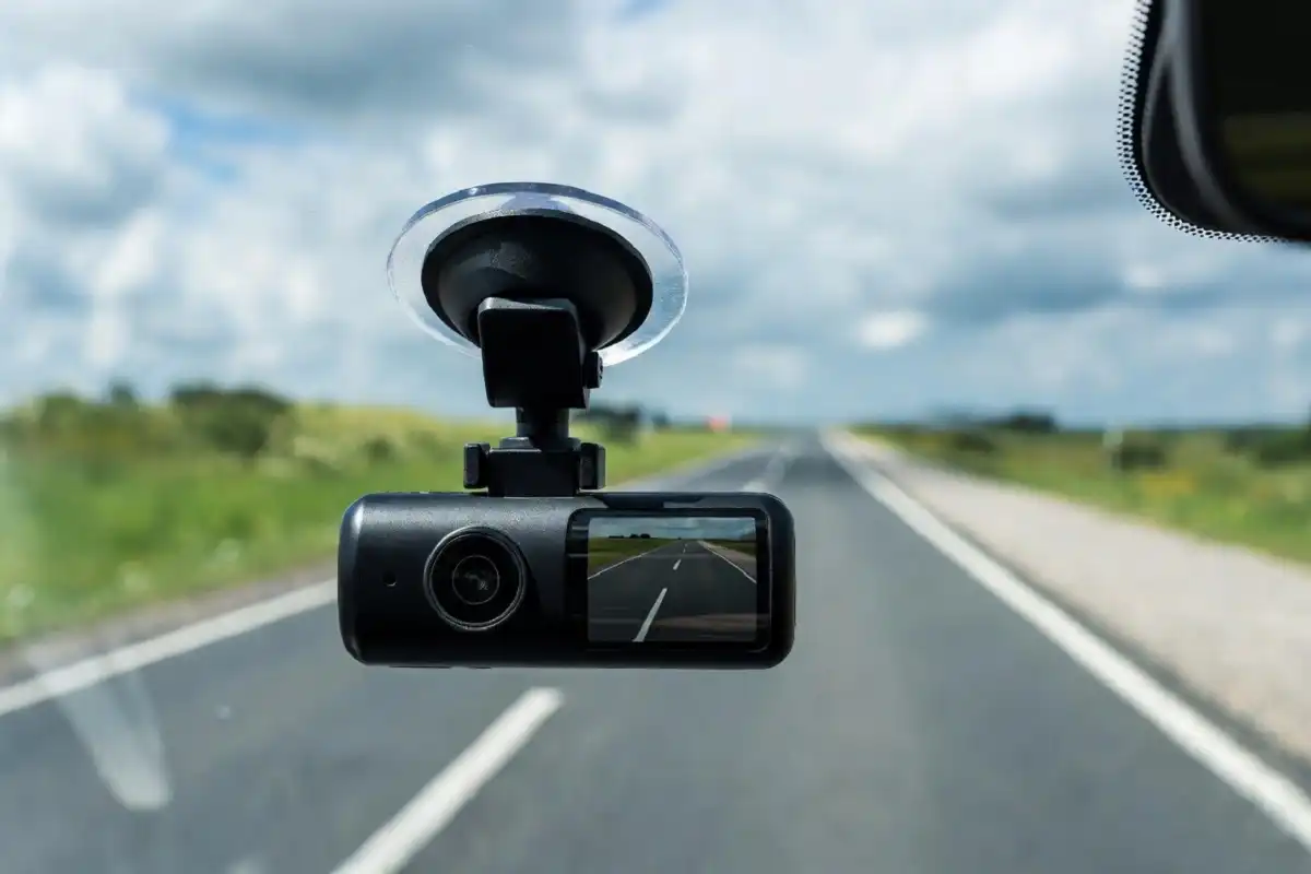 dash cam and safety gadgets installed in a car for road safety