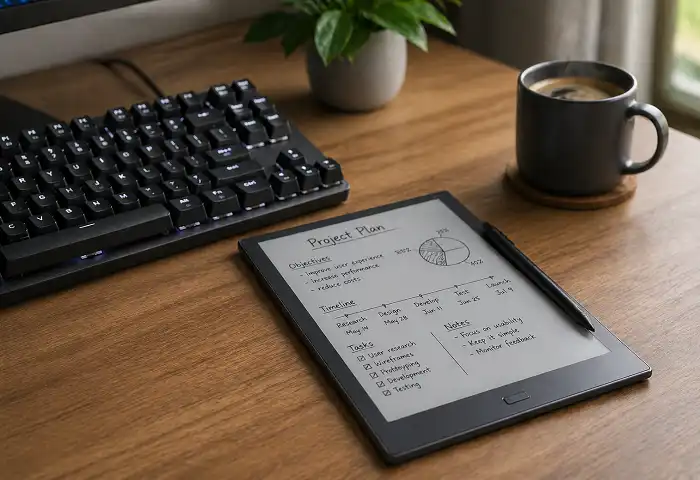 digital writing tablet and mechanical keyboard setup