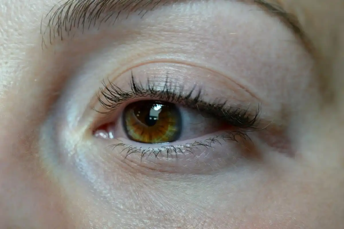 Close-up of finished eyelash extensions applied by a skilled lash tech near me