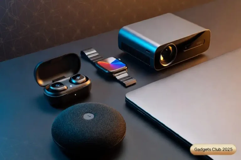 gadgets club hero banner showing modern tech gadgets arranged on a desk