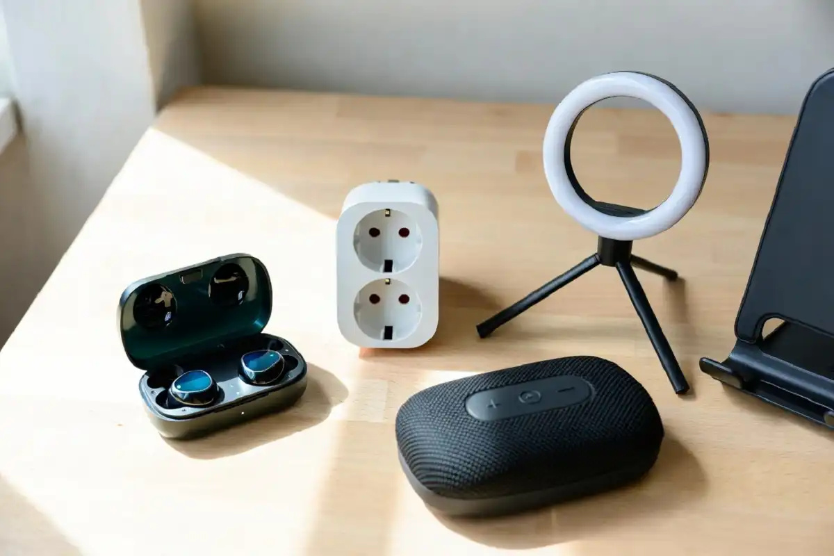 Collection of best gadgets under 500 displayed on a desk