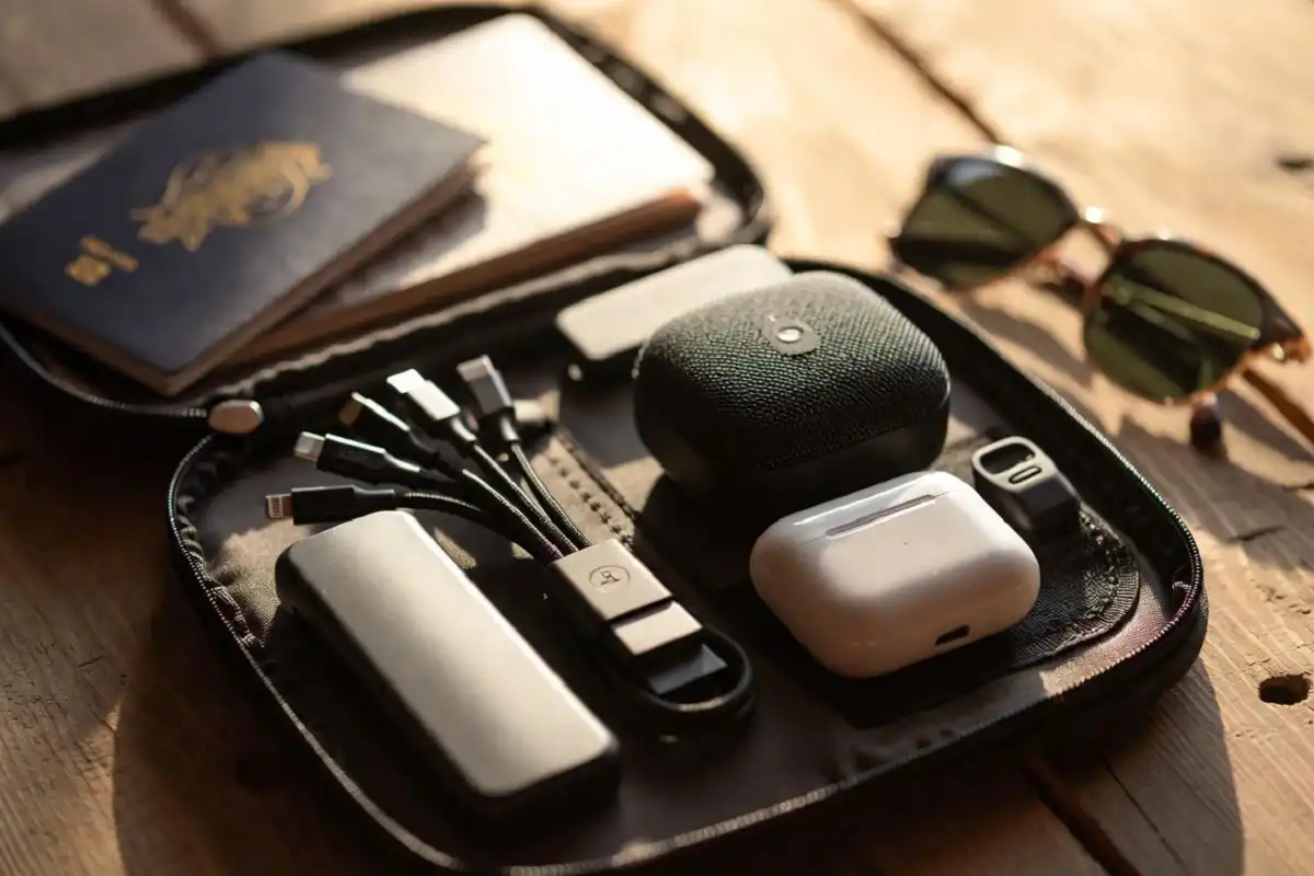 Compact travel gadgets under 500 packed for a trip