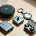 Collection of compact mini gadgets on a modern desk
