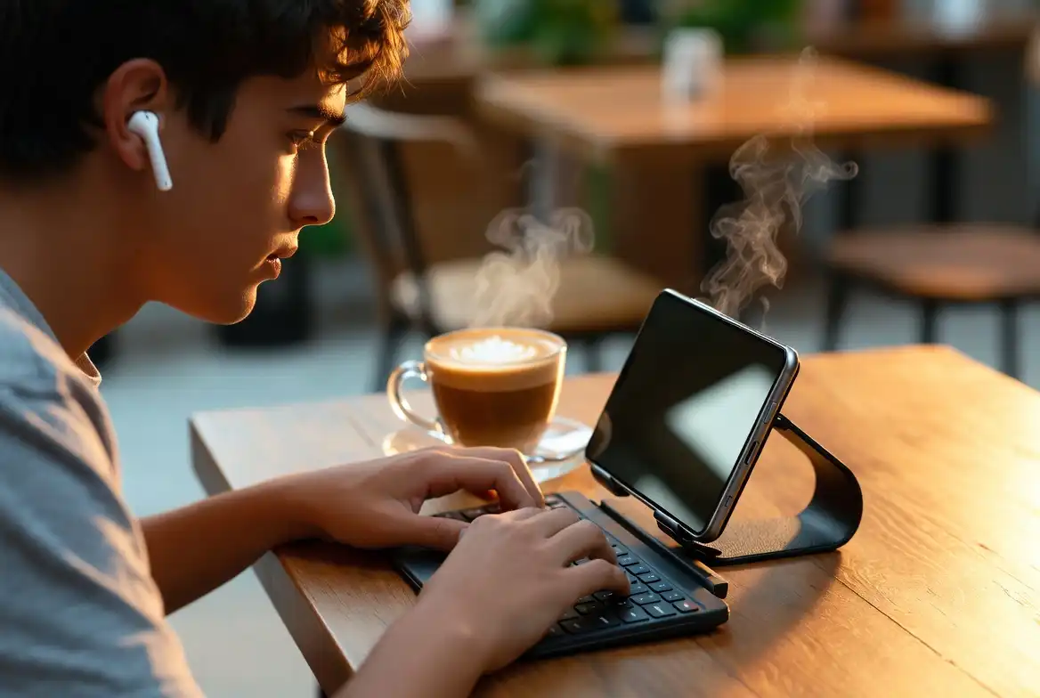 Person using phone gadgets in daily life