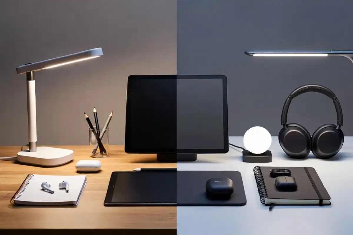 Comparison of budget and premium study gadgets on a desk