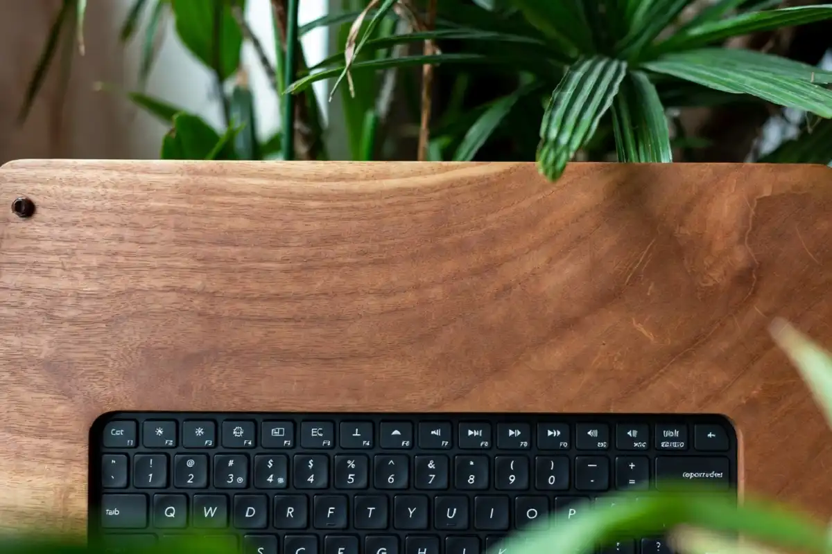 Bamboo keyboard representing timber tech eco gadget design