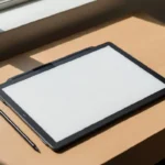 Best distraction free tablet resting on a wooden desk with a calm e-ink screen