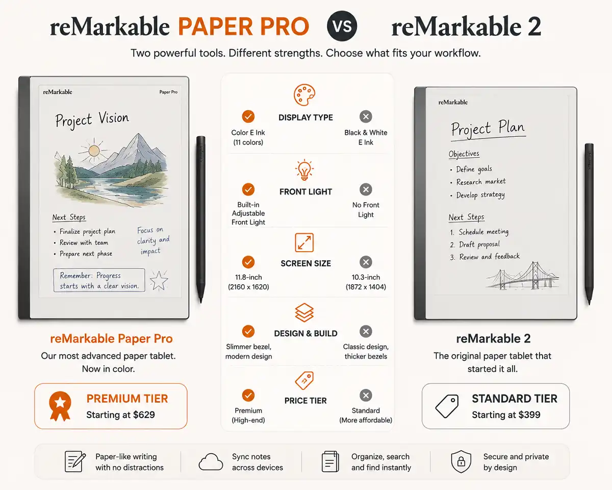 reMarkable Paper Pro review 2026 comparison with reMarkable 2 features side by side