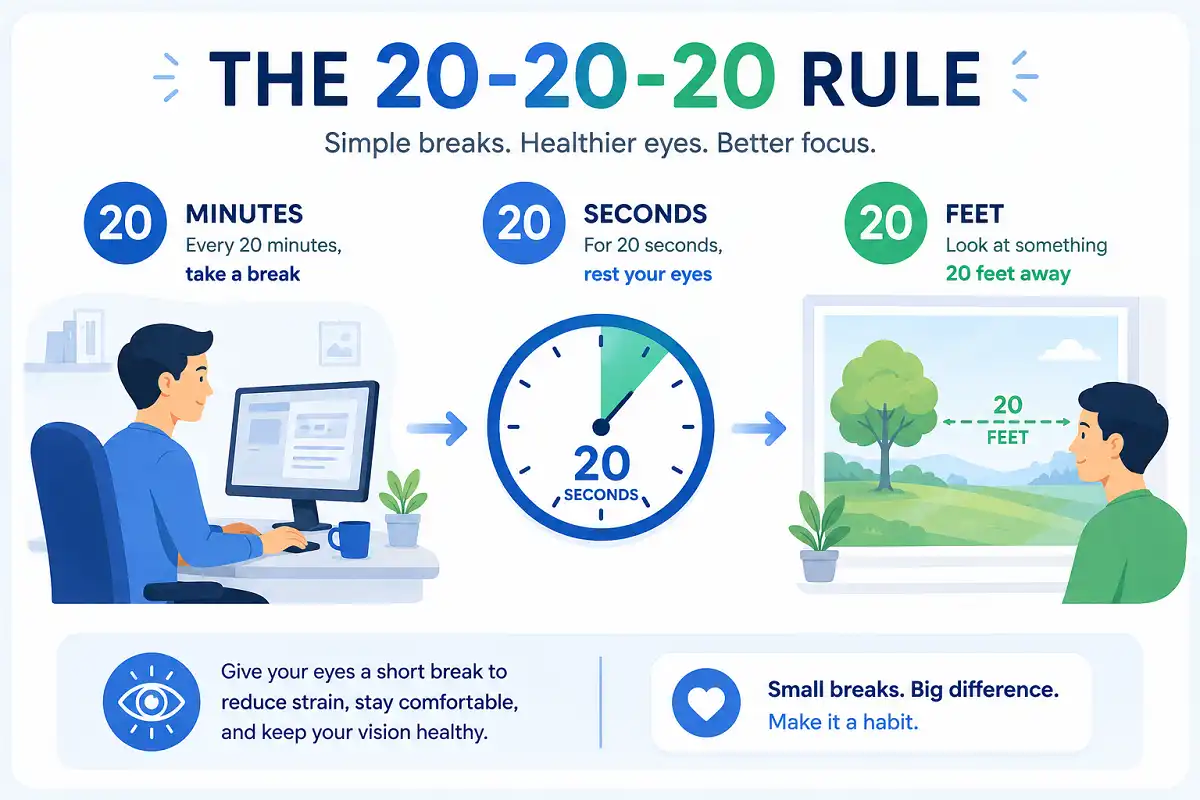 the 20-20-20 rule paired with gadgets that reduce eye strain